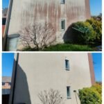 Side of a building being cleaned - Bristol Pressure Washing