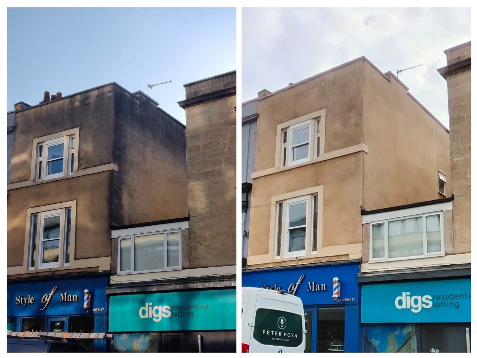 Before and After of Commercial Render Cleaning in Clifton, Bristol