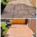 Patio Slabs before and after cleaning in Bristol