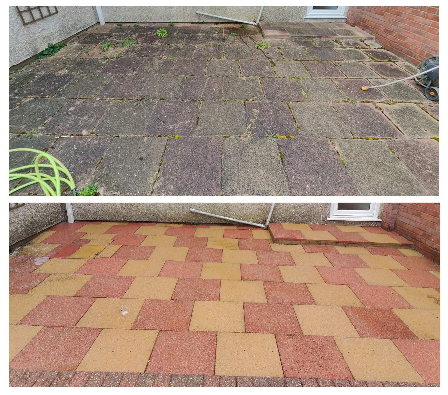 A Before/After of Concrete Slab Pressure Washing in Bristol.