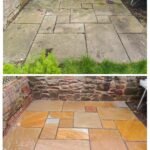 Small Area of Colourful Indian Sandstone Patio Cleaning Bristol