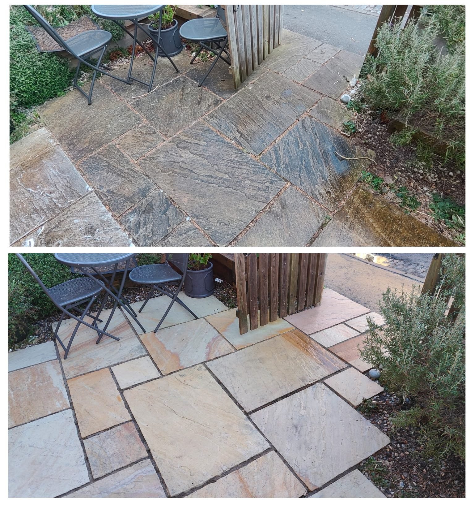 Before After of Sandstone Patio Cleaning in Bristol