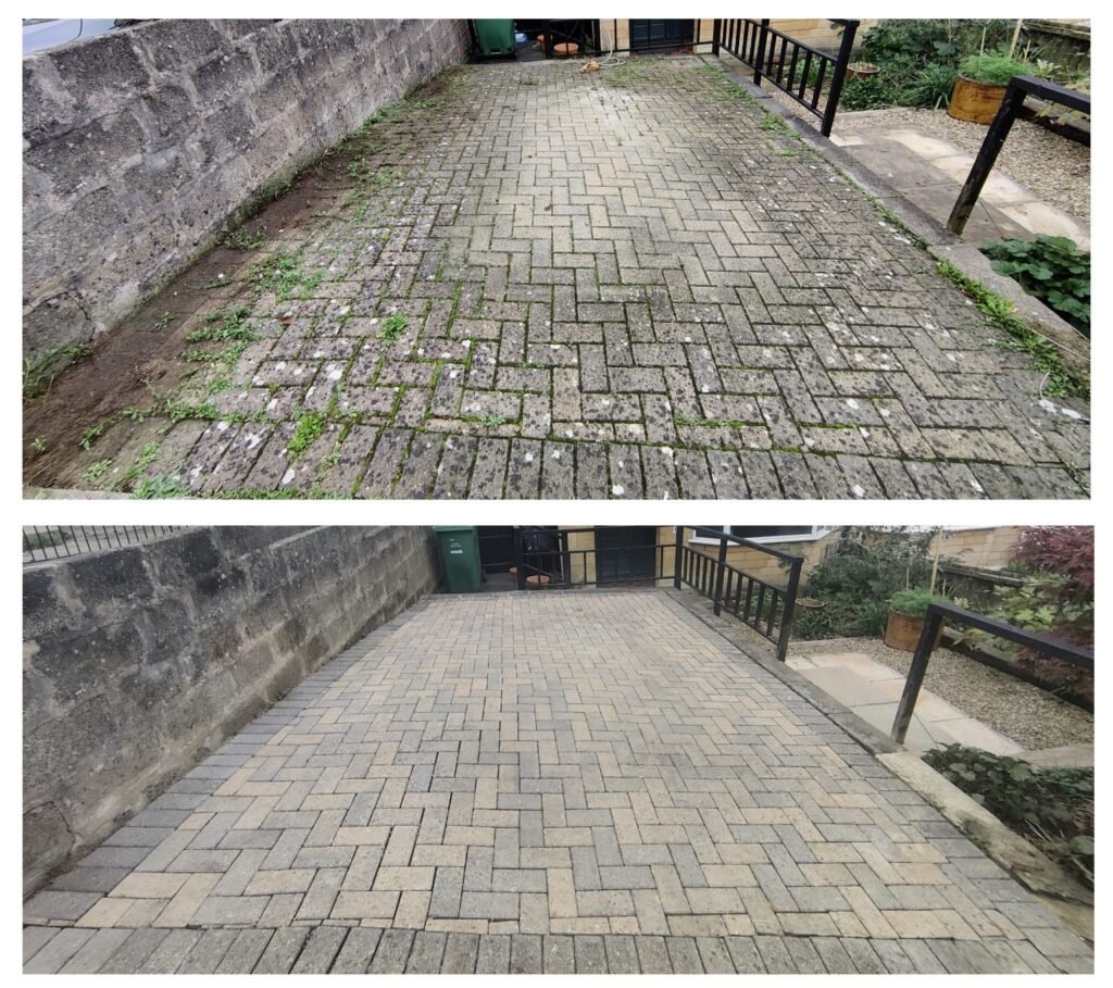 Before and after driveway clean- Bristol Pressure Washing